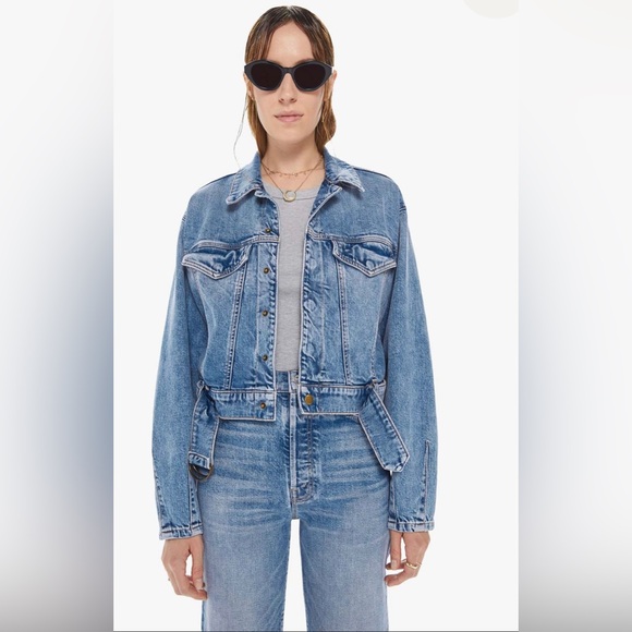 NWT Mother The Belted Fly Away Denim Jacket in Belle De Jour - Picture 1 of 6